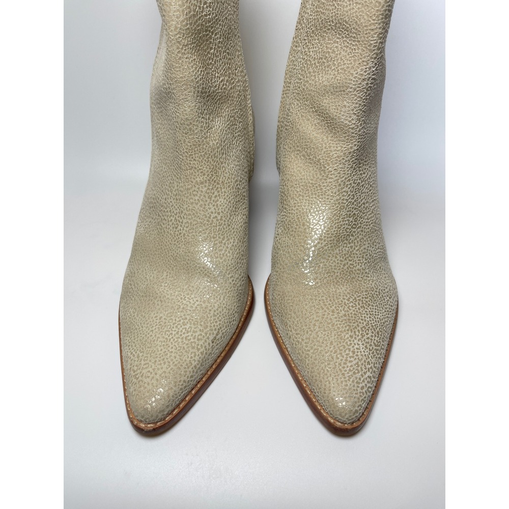 Matisse Womens Metallic Champagne Pointed Toe Leather Western Ankle Boots 9.5M - Picture 3 of 12